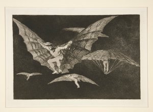 Mode of Flying (A Way of Flying), pl. 13 fra serien The Proverbs av Francisco de Goya
