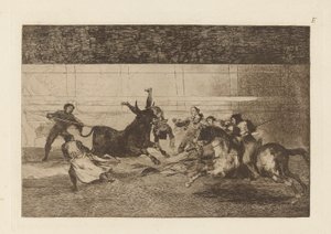 The Death of Pepe Illo (Death of Pepe Illo, 2. komposisjon), Plate E fra The Bull Maquia (3. utgave) av Francisco de Goya