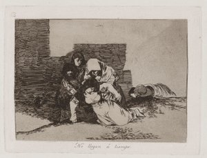 Kommer de ikke? They Do Not Arrive in Time, Plate 52 fra The Disasters of War av Francisco de Goya