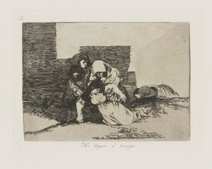 Kommer de ikke? vær. (De kommer ikke i tide.), pl. 52 fra serien The Disasters of War av Francisco de Goya