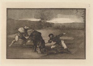 En annen måte å jakte på? fot (En annen måte å jakte på til fots), Plate 2 fra La tauromaquia av Francisco de Goya