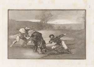 En annen måte å jakte på? fot (En annen måte å jakte på til fots), Plate 2 fra La tauromaquia av Francisco de Goya