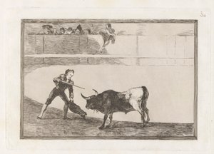 Pedro Romero drepe? stående okse (Pedro Romero Killing the Halted Bull), plate 30 fra La tauromaquia av Francisco de Goya