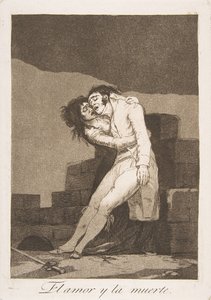 Plate 10 fra Los Caprichos: Kjærlighet og død Kjærlighet og død, 1799. av Francisco de Goya