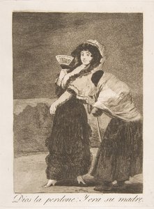 Plate 16 fra Los Caprichos: For himmelens skyld: og det var hennes mor Dios la Perdone: Y..., 1799. av Francisco de Goya