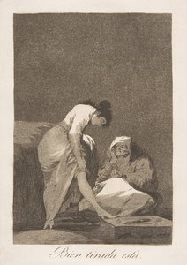 Plate 17 fra Los Caprichos: Det er pent strukket Bien tirada está., 1799. av Francisco de Goya