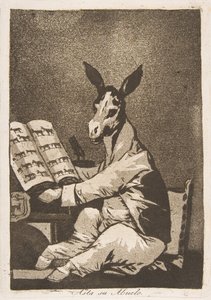 Plate 39 fra Los Caprichos: Og det samme var hans bestefar. Asta su Abuelo., 1799. av Francisco de Goya