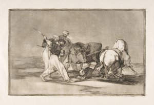 Tauromaquia-plate 3: Maurerne slo seg ned i Spania, og ga opp overtroen fra..., 1816. av Francisco de Goya