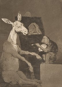 Plate 41 fra Los Caprichos: Verken mer eller mindre Ni mas ni menos., 1799. av Francisco de Goya