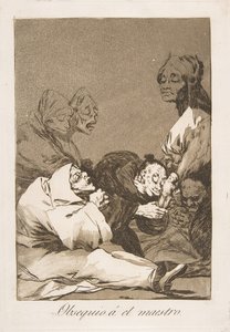 Tallerken 47 fra Los Caprichos: En gave til mesteren Obsequio á el maestro, 1799. av Francisco de Goya