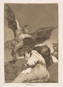 Plate 48 fra Los Caprichos: Tale-Bearers-Blasts of Wind Soplones., 1799. av Francisco de Goya