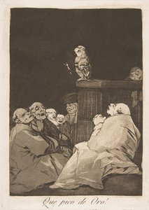 Tallerken 53 fra Los Caprichos: For et gyllent nebb! Que pico de Oro!, 1799. av Francisco de Goya