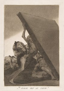 Plate 59 fra Los Caprichos: Og fortsatt går de ikke! Y aun no se van!, 1799. av Francisco de Goya