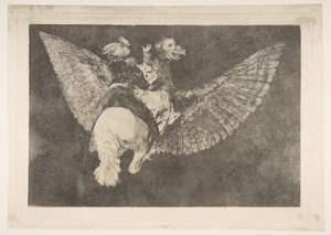 Plate 5 fra Disparates: Flying Folly, ca. 1816-23 privattrykkeri ca.1854. av Francisco de Goya
