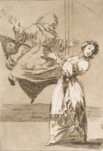Plate 74 fra Los Caprichos: Dont scream, stupid No Grites, tonta, 1799. av Francisco de Goya