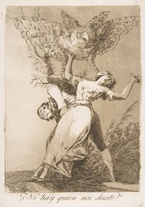 Plate 75 fra Los Caprichos: Er det ingen som kan løsne oss? Er det ingen som kan løsne oss, 1799. av Francisco de Goya
