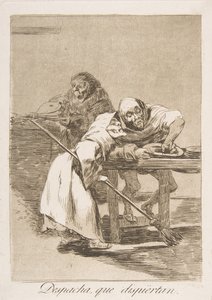 Plate 78 fra Los Caprichos: Vær rask, de våkner Despacha, que dispiertan., 1799. av Francisco de Goya