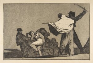Plate A fra Disparates:Well-Kown Folly, ca. 1816-23 utgitt før 1877. av Francisco de Goya