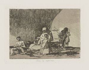 Frisk og syk. (De friske og de syke.), pl. 57 fra serien The Disasters of War av Francisco de Goya