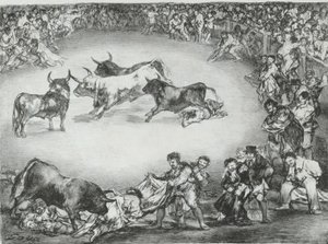 Spansk underholdning fra 'Bulls of Bordeaux', 1825., 1825. av Francisco de Goya