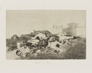 Så mye og mer. (Enda verre.), pl. 22 fra serien The Disasters of War av Francisco de Goya