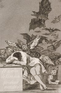 Fornuftens søvn produserer monstre (nr. 43), fra Los Caprichos av Francisco de Goya