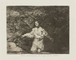Triste anelser om hva som kommer. (Triste forvarsel om hva som kommer til å skje.), pl. 1 fra serien The Disasters of War av Francisco de Goya
