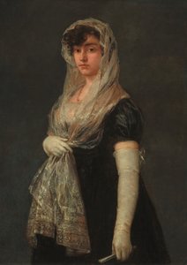 Ung dame iført en mantilla og Basquina, ca. 18001805. av Francisco de Goya