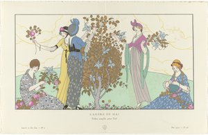 Gazette du Bon Ton, 1914 - nr. 5, pl. 42: The Maypole / Simple dresses for summer (tittel på objekt) av Francisco Javier Gosé