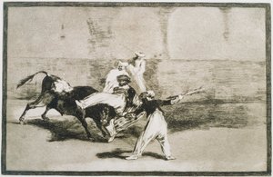 En maur fanget av oksen... fra La Tauromaquia av Francisco de Goya