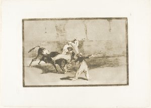 A Moor Cathed by the Bull in the Ring, plate 8 fra The Art of Bullfighting av Francisco Jose de Goya y Lucientes