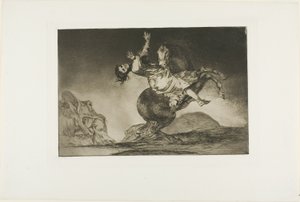 En kvinne og en hest, la noen andre mestre dem, tallerken ti fra Los Proverbios av Francisco Jose de Goya y Lucientes