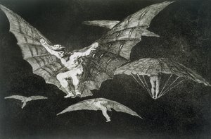 En måte å fly på, plate 13 av "Ordspråk" av Francisco Jose de Goya y Lucientes