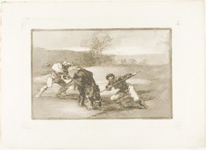 En annen måte å jakte på til fots, tallerken to fra The Art of Bullfighting av Francisco Jose de Goya y Lucientes