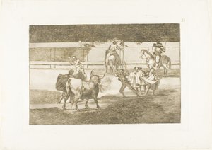 Banderillas med fyrverkeri, plate 31 fra The Art of Bullfighting av Francisco Jose de Goya y Lucientes