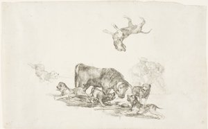 Okse angrepet av hunder av Francisco Jose de Goya y Lucientes