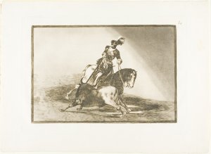 Charles V som spyd en okse i ringen ved Valladolid, tallerken ti fra The Art of Bullfighting av Francisco Jose de Goya y Lucientes