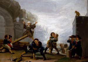 Barn som slåss og leker på en vippe