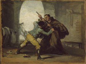 Friar Peter Wrests the Gun fra El Maragato, ca av Francisco de Goya
