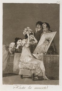 Hasta la muerta fra Los Caprichos, utgitt 1799 (etsing, polert akvatint og tørrnipp) av Francisco de Goya