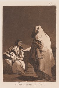 Here Comes the Bogey, sent 18.-tidlig 19 århundre (trykk) av Francisco de Goya