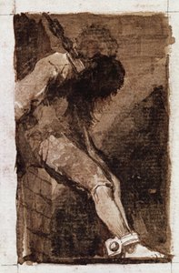 Hvis det er en kriminell dør han raskt. (Aquatint, ca. 1810) av Francisco de Goya