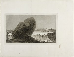 Landskap med foss, før 1810 av Francisco de Goya