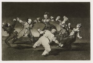 Merry dårskap (Disparate alegre), Plate 12 fra "Los Proverbios", ca. 1819-24 (etsing, aquatint, lavis, burnisher, drypoint & burin på papir) av Francisco de Goya