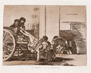 The Disasters of War: Billass til kirkegården (etsing fra forberedende tegning av Francisco de Goya
