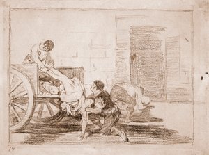 The Disasters of War: Billass til kirkegården (forberedende tegning av Francisco de Goya