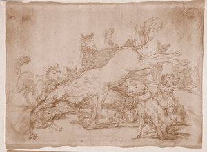 The Disasters of War: Han forsvarer seg godt (forberedende tegning av Francisco de Goya