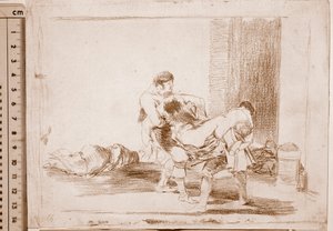 The Disasters of War: På kirkegården (Forberedende tegning av Francisco de Goya