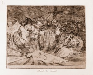 The Disasters of War: Sannheten er død (radering fra forberedende tegning av Francisco de Goya