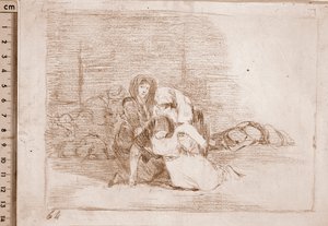 The Disasters of War: De ankommer ikke i tide (forberedende tegning av Francisco de Goya